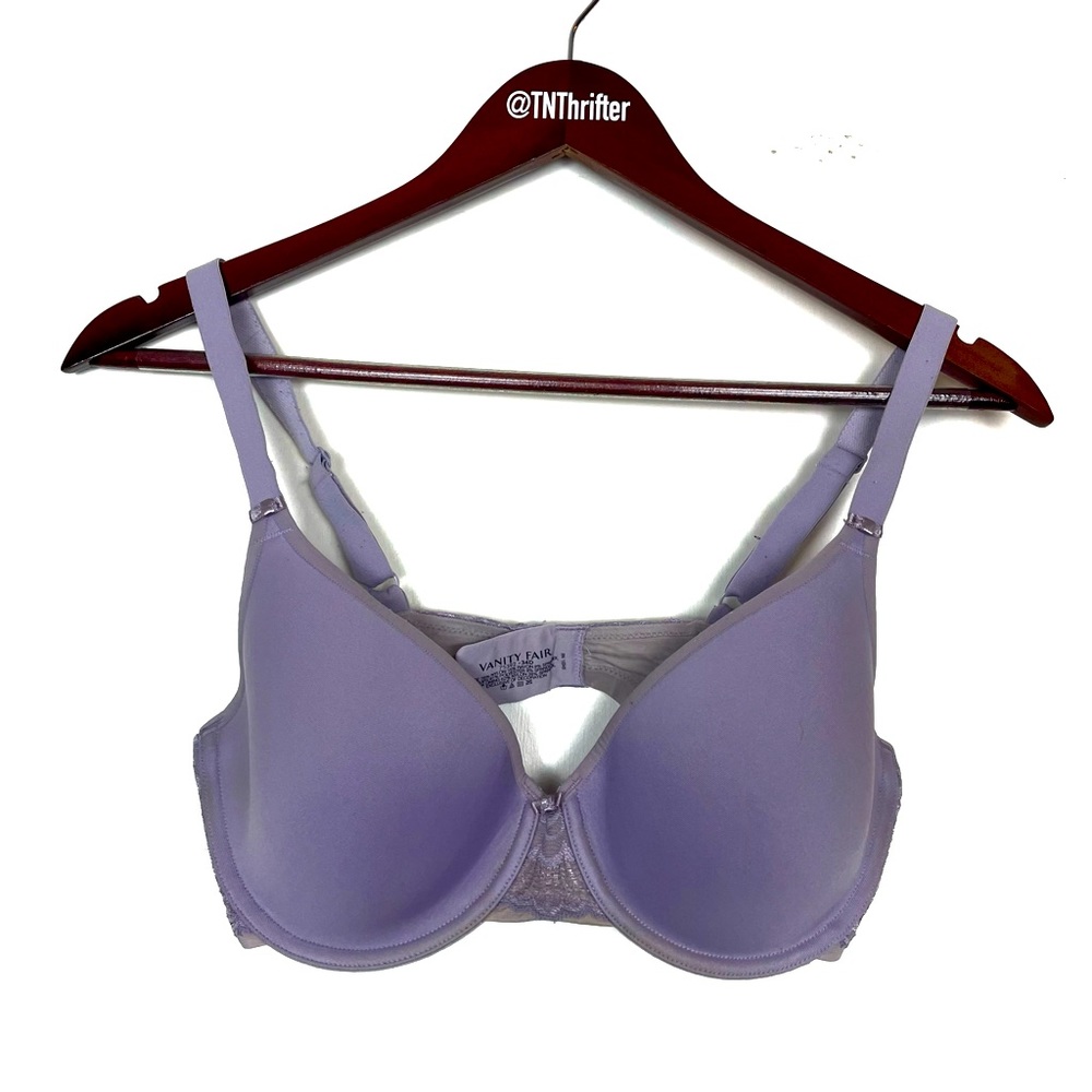 Vanity Fair Womens Light Luxurious Full Coverage Lace Detail Bra Size 34D Purple - Picture 1 of 5